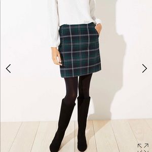 Loft Plaid Navy Green Skirt NWT 2020 Sz 8
